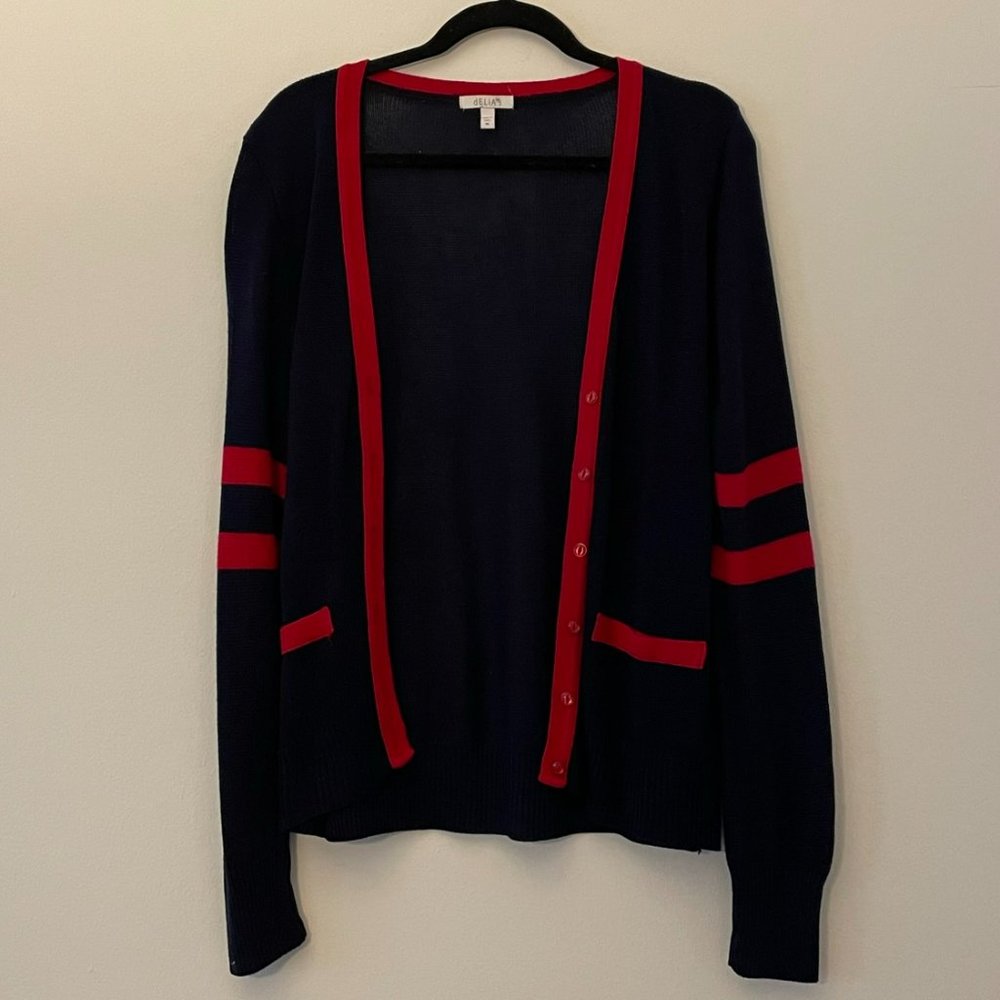 Delia's Blue and Red Cardigan Sweater
